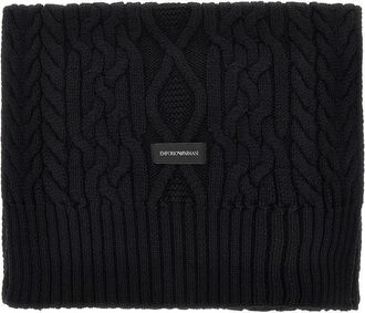 Emporio Armani Wool-blend scarf with logo label Woman One Size