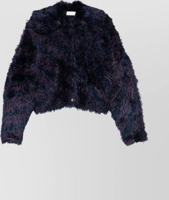 Dries Van Noten cropped faux fur long sleeve jacket