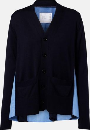 sacai Striped cotton poplin cardigan