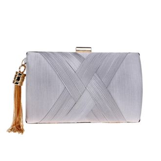 Generic Womens Handbag Tassel Dinner Bag Banquet Evening Dress Clutch(silver,a)