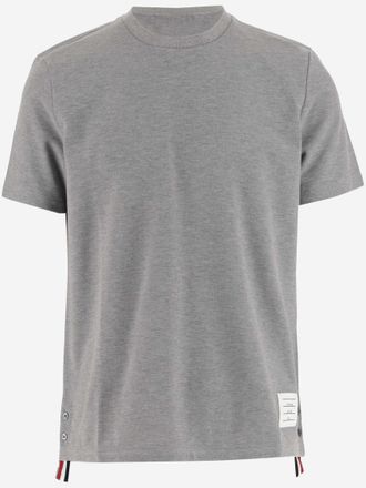Thom Browne Light Grey Stripe-detail Cotton T-shirt