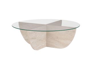 Hanah Home Tavolino In Vetro liya 90 X 90 X 30 Cm - Travertino