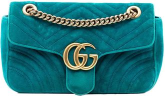 Gucci Borsa a spalla GG Marmont media matelass&eacute; in velluto 2016-2020 - Blu
