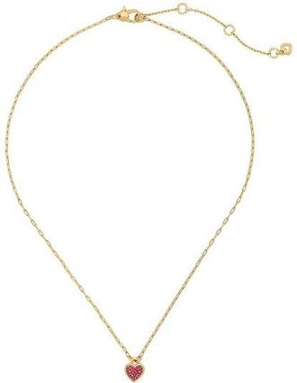 Kate Spade New York Heart Pave Pendant Womens Necklace Red, Brass/Cubic Zirconia/Gold-Plated