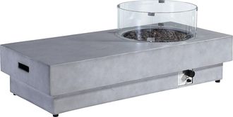 Vente-Unique Mesa brasero rectangular de gas de MGO efecto hormig&oacute;n - Hoguera redonda - SEROZA