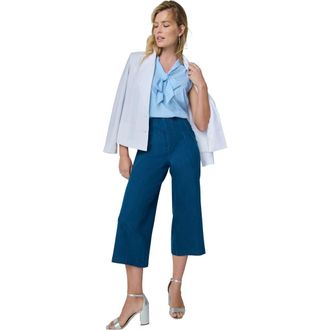 Jessica London Sculpt Fit Wide-Leg Crop Jeans in Medium Stonewash at Nordstrom, Size 24