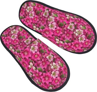 Generic Camping Slippers Budding Roses Portable Plush Slippers Furry Anti-Slide Slipper For Home Ladies Room M