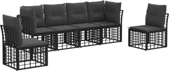 vidaXL Conjunto De Sof&aacute;s De Exterior Negro Poli&eacute;ster Vidaxl