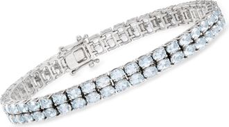 Ross-Simons 13.00- Aquamarine 2-Row Tennis Bracelet in Sterling Silver