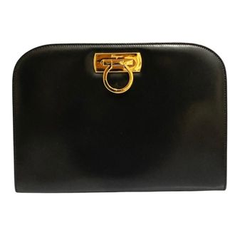 Ferragamo Leather Clutch Bag Shoulder Bag (Pre-Owned)
