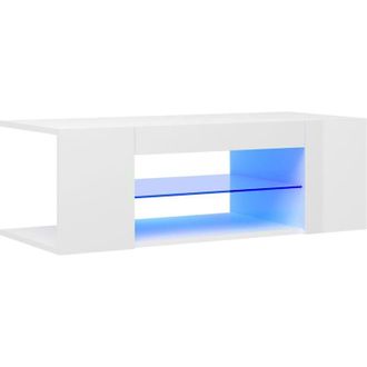 vidaXL Vidaxl - Mueble De Tv Con Luces Led Blanco Brillante 90x39x30 Cm