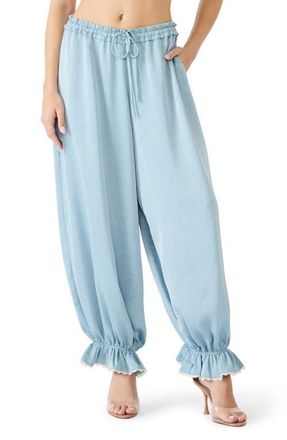 Steve Madden Roan Floral Jacquard Pull-On Pants in Dusty Blue at Nordstrom, Size X-Small