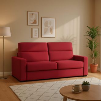 Dmora Sof&aacute; Cama 2 Plazas None, Desenfundable, Con Almacenaje Hecho En Italia, Apertura Abatible, 180x95 Cm Rojo