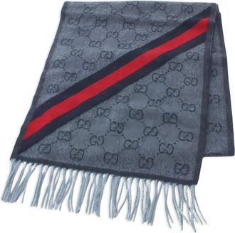 Gucci Sciarpa in lana con motivo GG anni 2020 - Blu