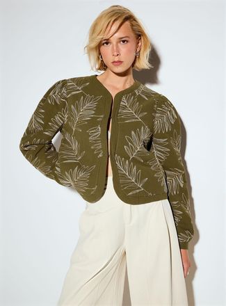 Icone Womens Embroidered leaves lightweight quilted jacket
