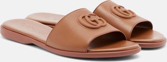 Gucci Double G leather slides
