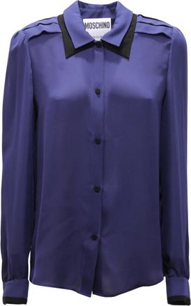 Moschino Silk Couture Shirt - Dames - Overhemden - Blauw - M - Overhemden