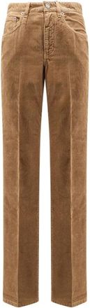 Saint Laurent Hoge Taille Wijde Pijp Broek - Dames - Straight fit broeken - Beige - W29 - Katoen - Broeken
