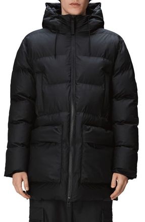 Rains Alta Water Repellent Insulated Cargo Puffer Jacket in Black at Nordstrom, Size X-Large