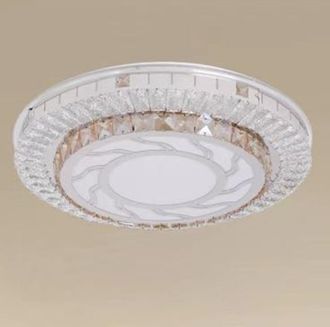 Trade Shop Trade Shop Traesio - Plafoniera Soffitto 45w &Oslash;40cm Led Design A Strati Cristalli Vortice Luce Fredda 04067