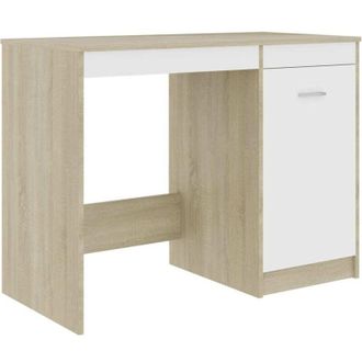vidaXL Escritorio Madera Contrachapada Blanco Roble Sonoma 100x50x76cm Vidaxl