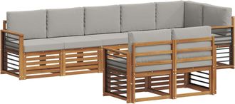 vidaXL Conjunto De Sof&aacute;s De Exterior 8 Uds. Gris Natural Y Claro Vidaxl