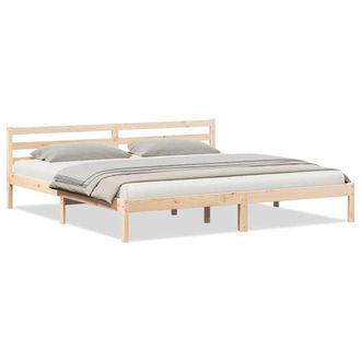 Berkfield Home Durable Bed Frame with Headboard 200x220 cm Solid Wood Pine in Natural