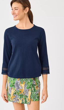 Lilly Pulitzer Clairmont 3/4 Sleeved Trimmed Knit Top