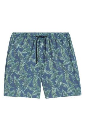Nordstrom 7-Inch Volley Swim Shorts in Blue Insignia Floating Fronds at Nordstrom, Size Xx-Large