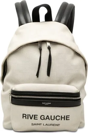 Saint Laurent White Linen Leather Backpack (Pre-Owned)