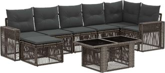 vidaXL Conjunto De Sof&aacute;s De Jard&iacute;n 8 Uds. Gris Y Gris Oscuro Vidaxl