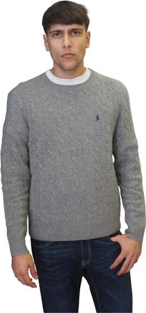 Ralph Lauren Truien & Vesten, Heren, Grijs, L, Wol, Wollen trui met kasjmier en kabelpatroon