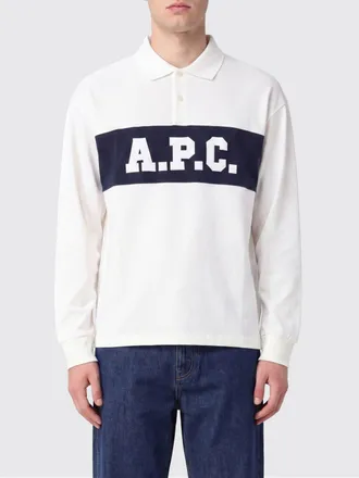 A.P.C. A. P.C. Polo a maniche lunghe in cotone con logo a contrasto