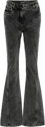 MUGLER washed flared jeans - women - Elastane/Polyester/Organic Cotton/Cotton - 29 - Black