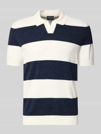 Olymp Level 5 Slim Fit Poloshirt aus Baumwoll-Mix in Strick-Optik in Marine, Gr&ouml;&szlig;e XXL