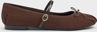 Charles & Keith Emiko Faux Suede Bow Mary Jane Flats
