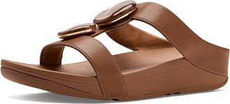 FitFlop Fino Marbled-Stone H-bar Slides Womens Wedge Shoes Deep Tan : 11 M (B), Synthetic