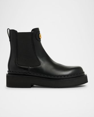 Valentino Garavani VLogo Signature Leather Beatle Chelsea Boots