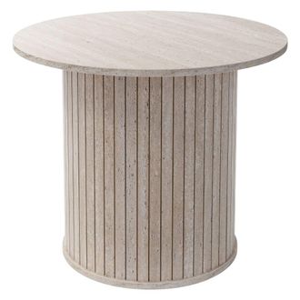 ML Design Mesa de centro redonda con tablero sobresaliente &Oslash;60 x 50 cm beige