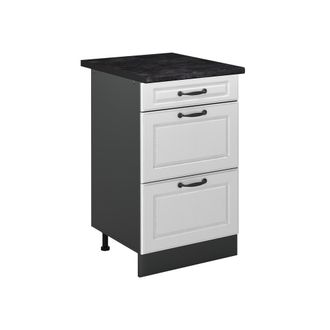 Vicco Mueble Bajo De Cocina R-line, Blanco Casa De Campo/antracita, 50 Cm Encimera Antracita, Vicco