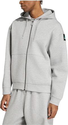 adidas Spacer Full Zip Hoodie - Heren - Sportshirts - Grijs - S - Katoen - Fitness