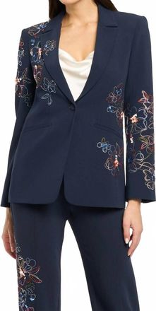Cinq &agrave; Sept Blooming Linework Karlie Blazer In Navy Multi