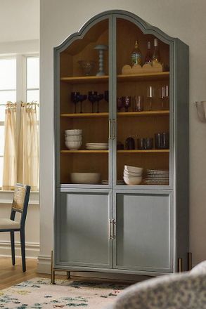 Anthropologie Livia 94 Glass & Wood Storage Hutch