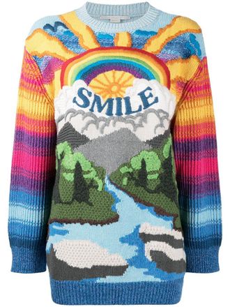 Stella McCartney Kind intarsia jumper - women - Cotton/Wool - 36 - Blue