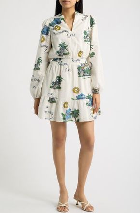 Lilly Pulitzer Axton Eyelet Long Sleeve Minidress in Coconut Key West Toile at Nordstrom, Size 12