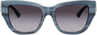Jimmy Choo Eyewear striped crystal-embellished sunglasses - Blue