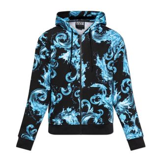 Versace Jeans Couture Zip-throughs, male, Blue, Size: 2XL Barocco Print Sweatshirt