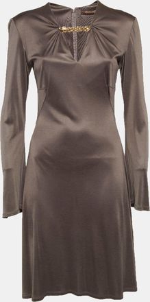 Roberto Cavalli Grey Jersey Ruched Mini Dress