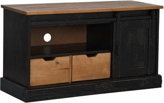 vidaXL Vidaxl - tv Cabinet halden with Sliding Door Black 110x40x60 cm Solid Wood
