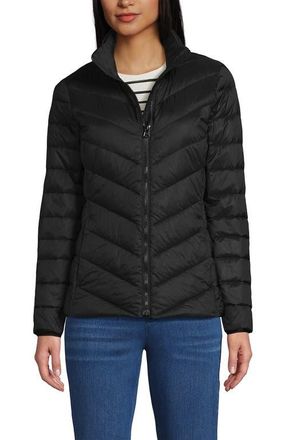 Lands End Wanderweight Ultralight Packable Chevron Quilted Down Jacket in Black at Nordstrom, Size X-Small